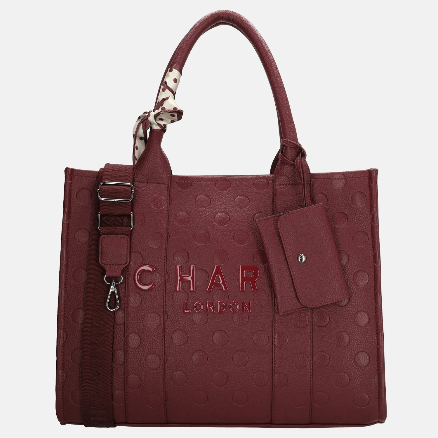 Charm London Bond Avenue handtas 15 inch polkadot bordeaux