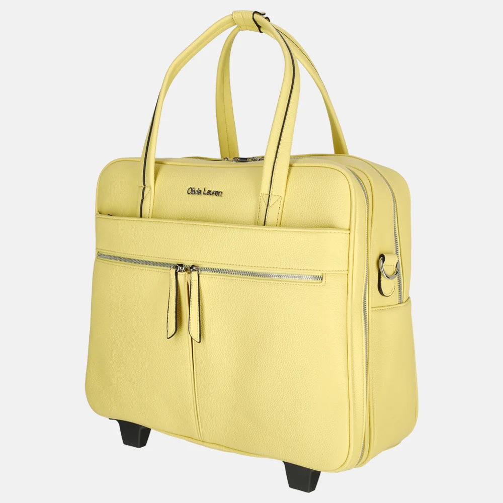 Olivia Lauren Leila business trolley 16 inch yellow bij Duifhuizen