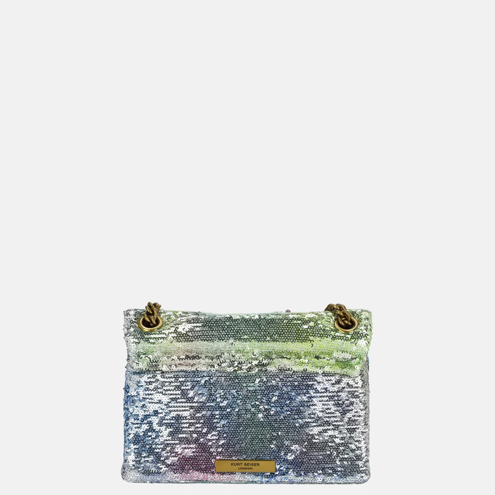 Kurt Geiger Kensington Sequin schoudertas mini patches silver bij Duifhuizen