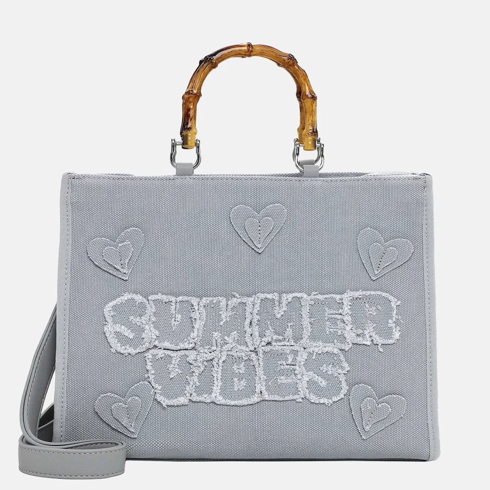 Emily & Noah Joelle summer vibes handtas canvas bambo light blue