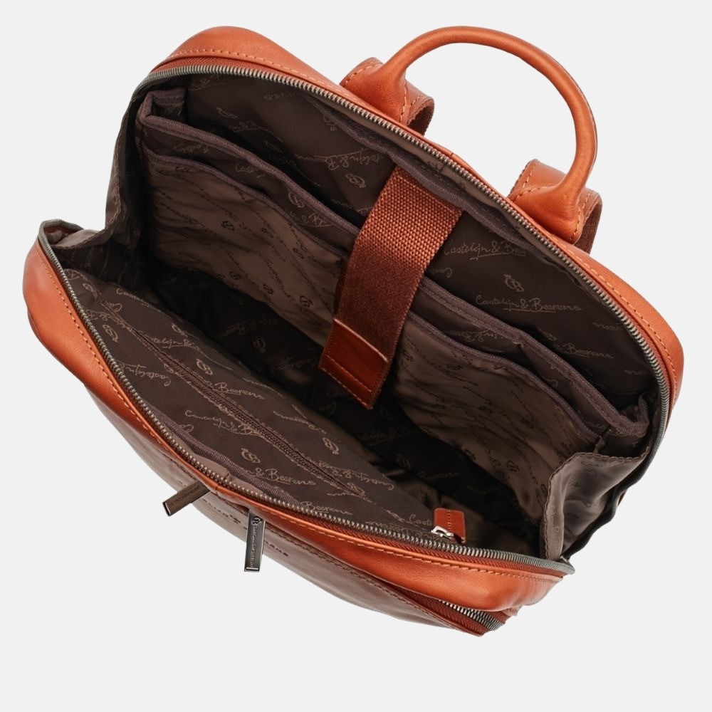 Castelijn & Beerens Firenze laptop rugzak 15.6 inch cognac bij Duifhuizen