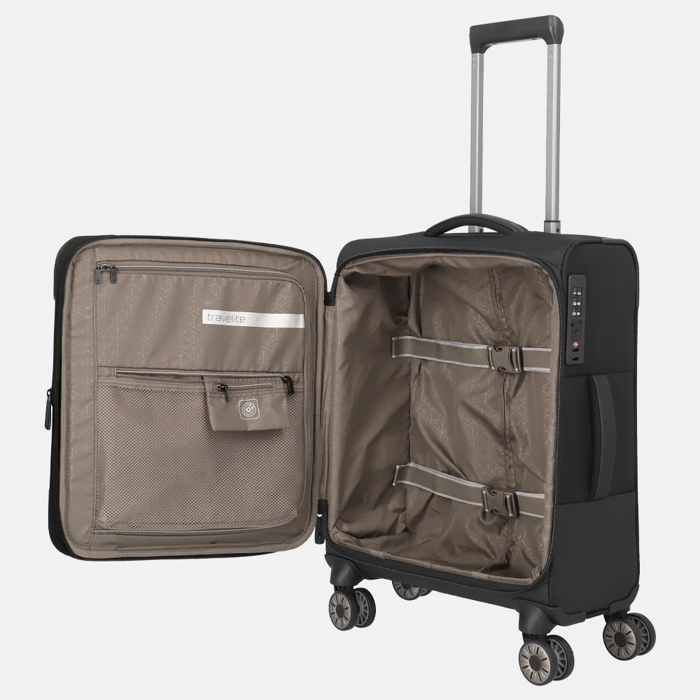 Travelite Crosslite 5.0 handbagage koffer 55 cm black bij Duifhuizen