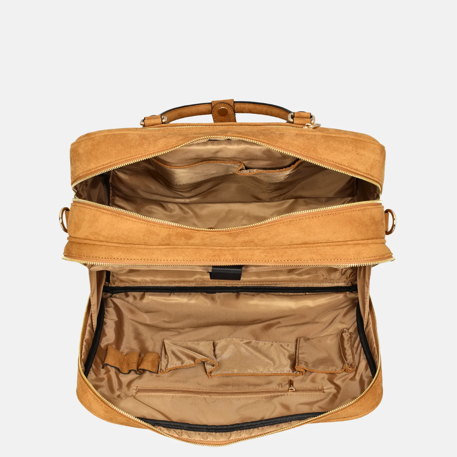 Olivia Lauren business trolley 43 CM 16 inch suedine cognac bij Duifhuizen