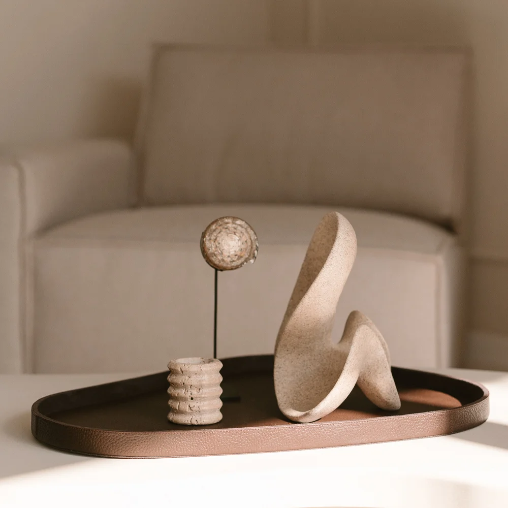 Chamada leren dienblad organisch effen L donkerbruin bij Duifhuizen