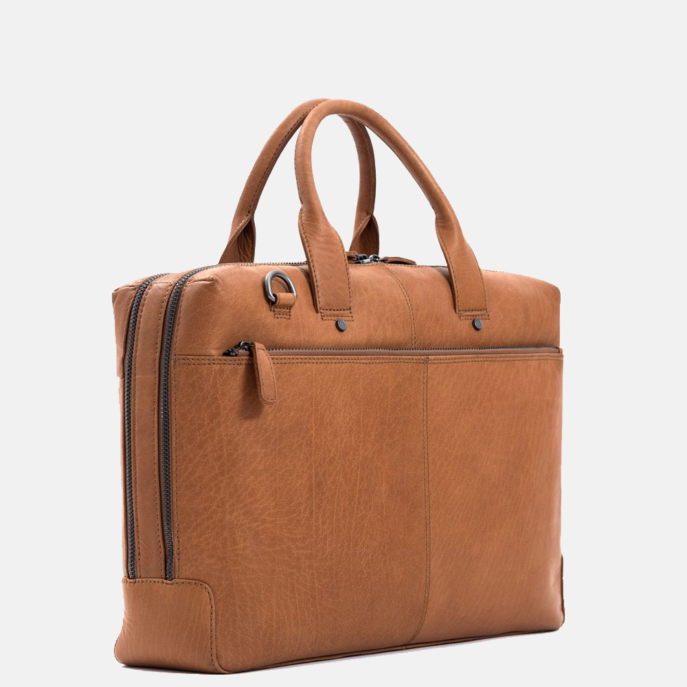 Businesstas Flint 15.6 inch cognac bij Duifhuizen