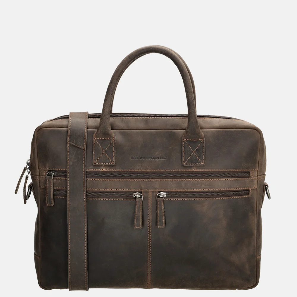 Hide & Stitches Idaho laptoptas 15 inch donkerbruin bij Duifhuizen