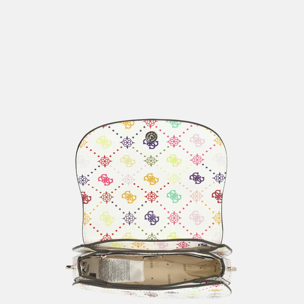 Guess Emelie flap schoudertas multi logo bij Duifhuizen