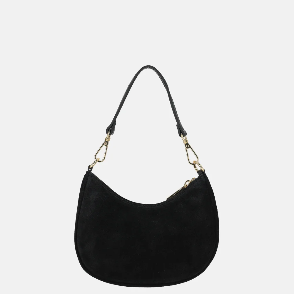 Charm London Mini schoudertas suede zwart bij Duifhuizen
