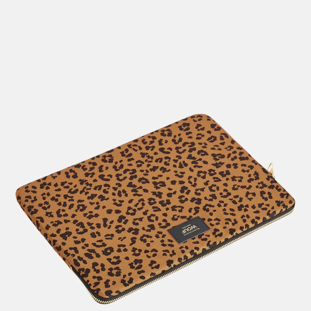 Wouf Agar laptophoes 15/16 inch leopard bij Duifhuizen