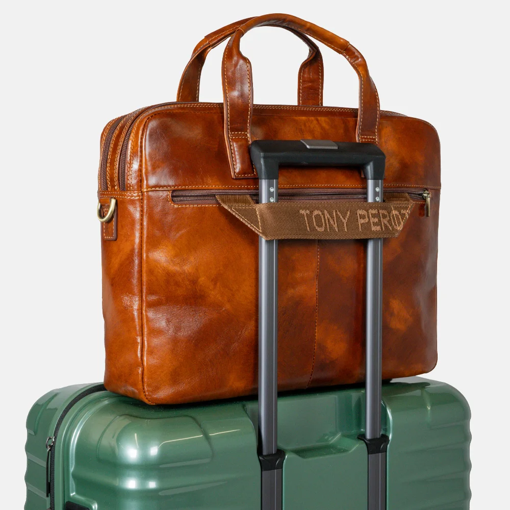 Tony Perotti van Gogh laptoptas 15 inch cognac bij Duifhuizen