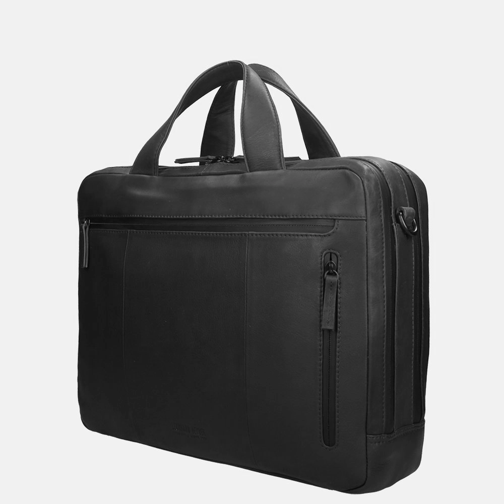 Leonhard Heyden Den Haag laptoptas 15 inch black bij Duifhuizen