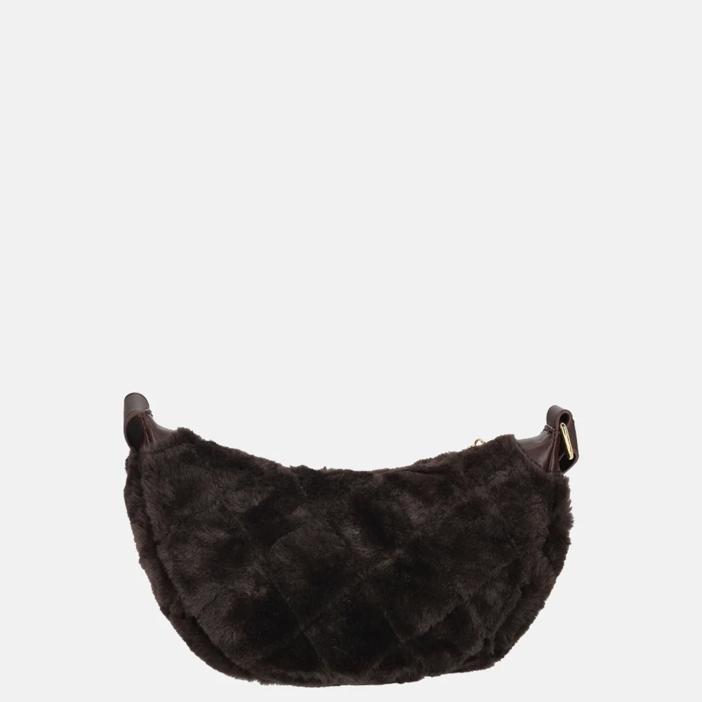 Laurent David Gloria crossbody tas faux fur chocolade bij Duifhuizen
