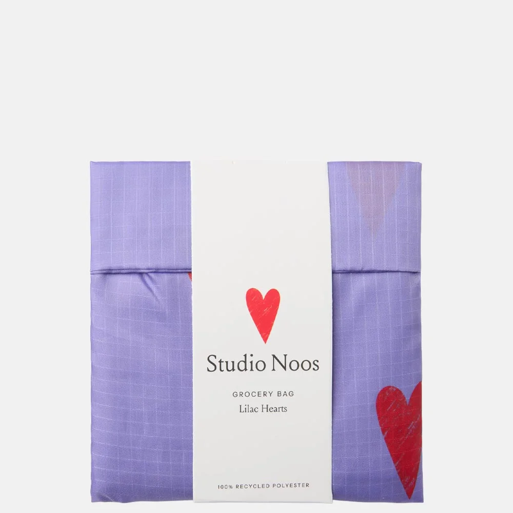 Studio Noos shopper boodschappentas lilac hearts bij Duifhuizen