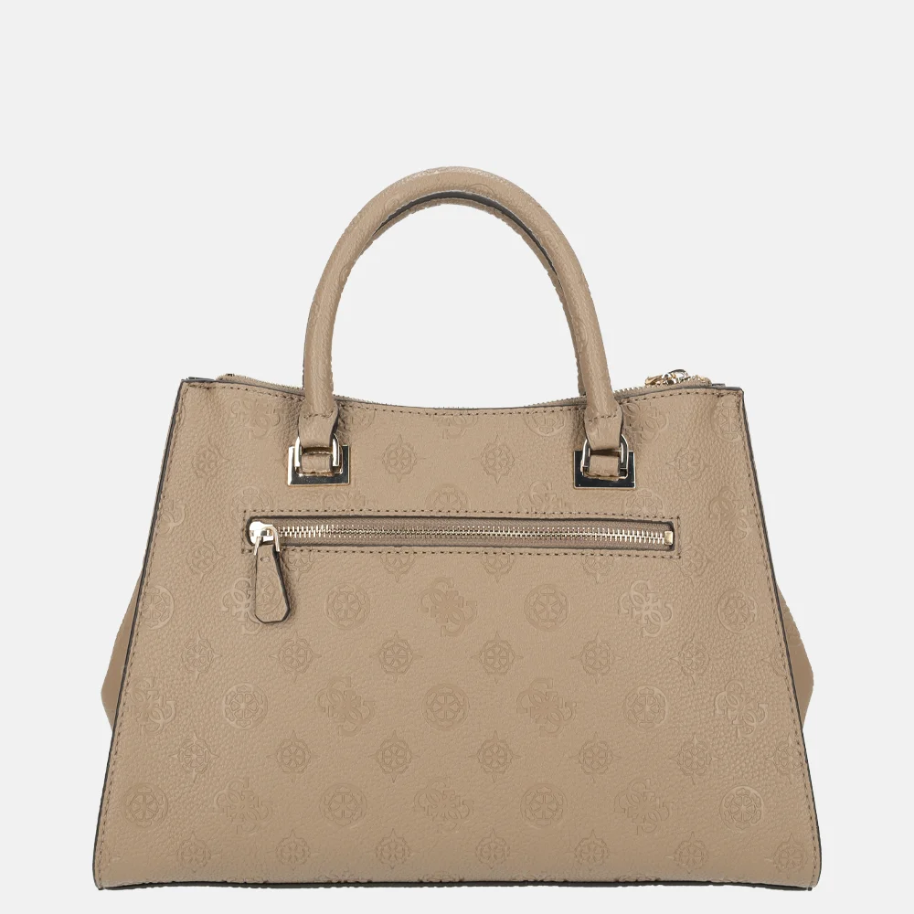 Guess Cresidia II society handtas dark taupe logo bij Duifhuizen