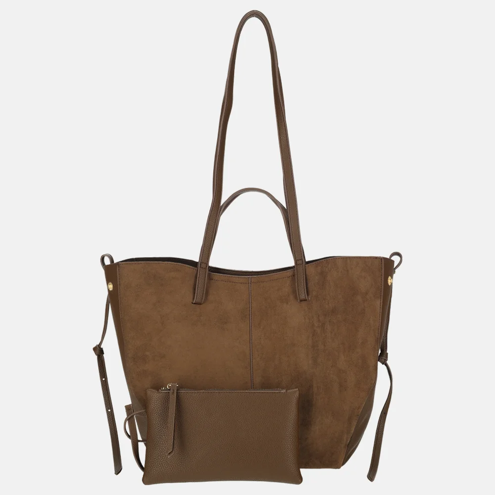 Firenze Suedine shopper L coffee bij Duifhuizen