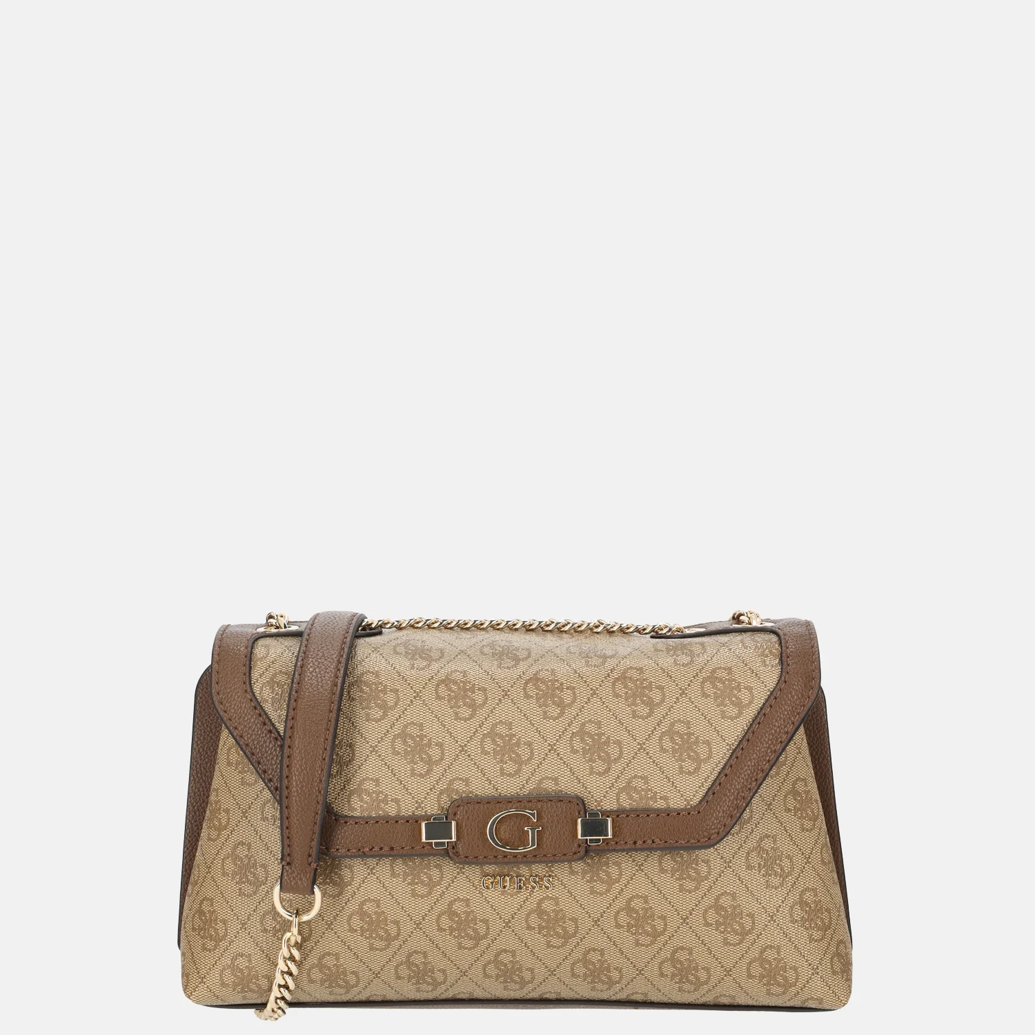 Guess Lindsey convertible flap crossbody tas latte logo