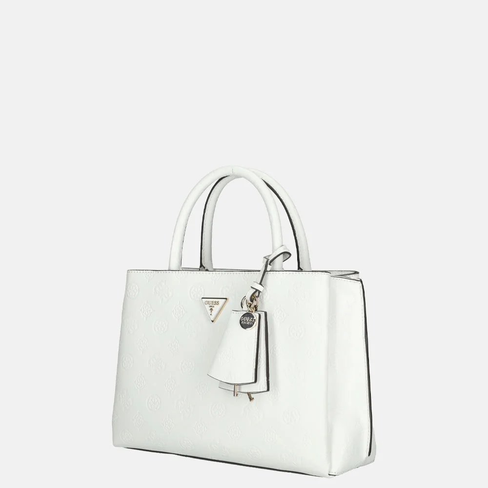 Guess Jena Elite luxury satchel handtas white logo bij Duifhuizen