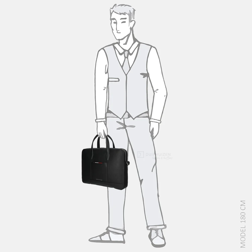 Tommy Hilfiger Central slim laptoptas 16 inch black bij Duifhuizen