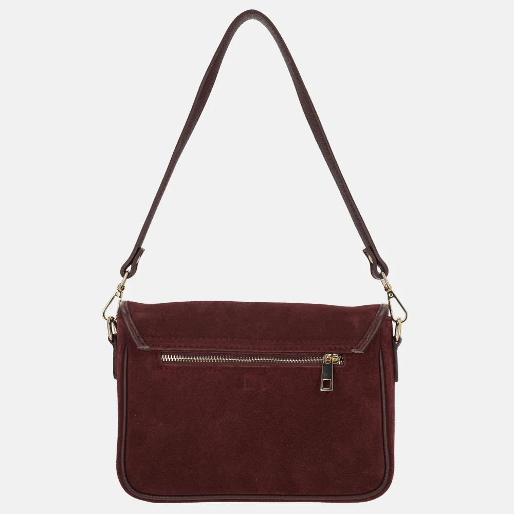 Charm London flap crossbody tas suede bordeaux bij Duifhuizen