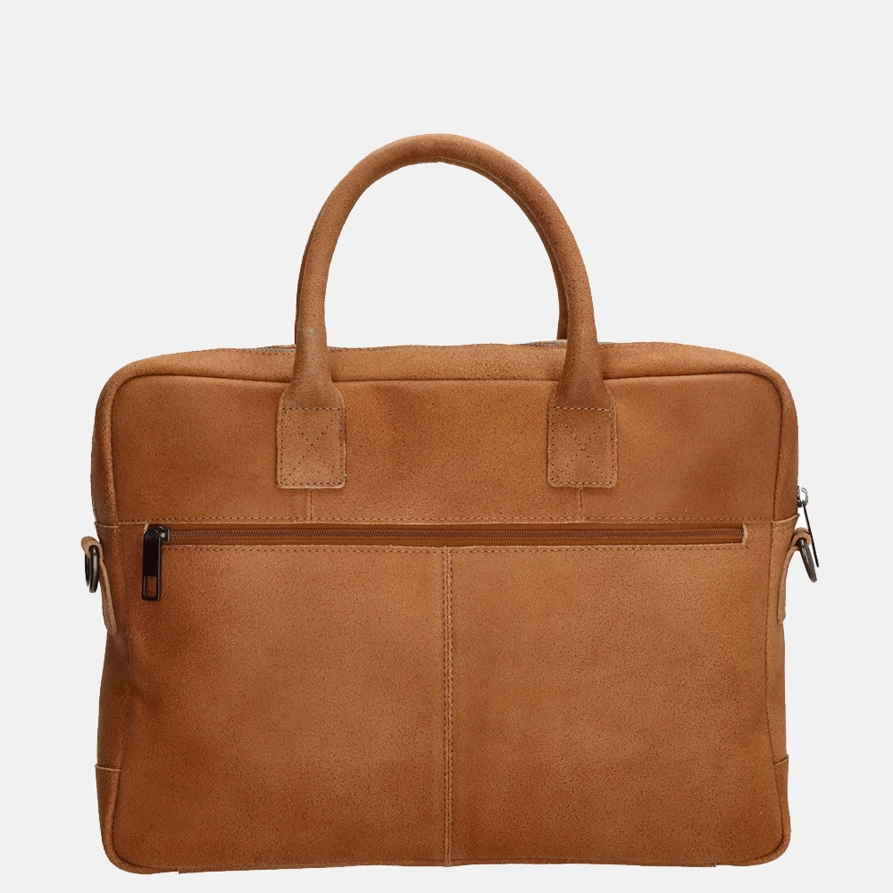 Hide & Stitches Wolga laptoptas 15.6 inch cognac bij Duifhuizen