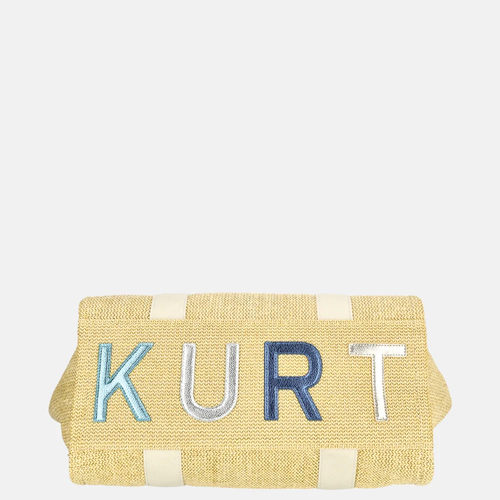 Kurt Geiger Southbank tote shopper raffia XXL beige combi bij Duifhuizen