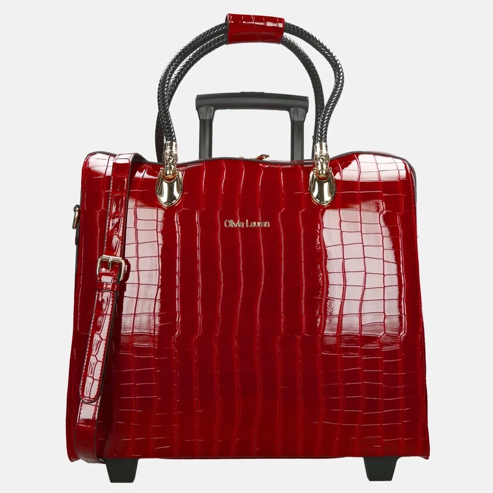 Olivia Lauren Alice business trolley croco rouge 017405-Rood