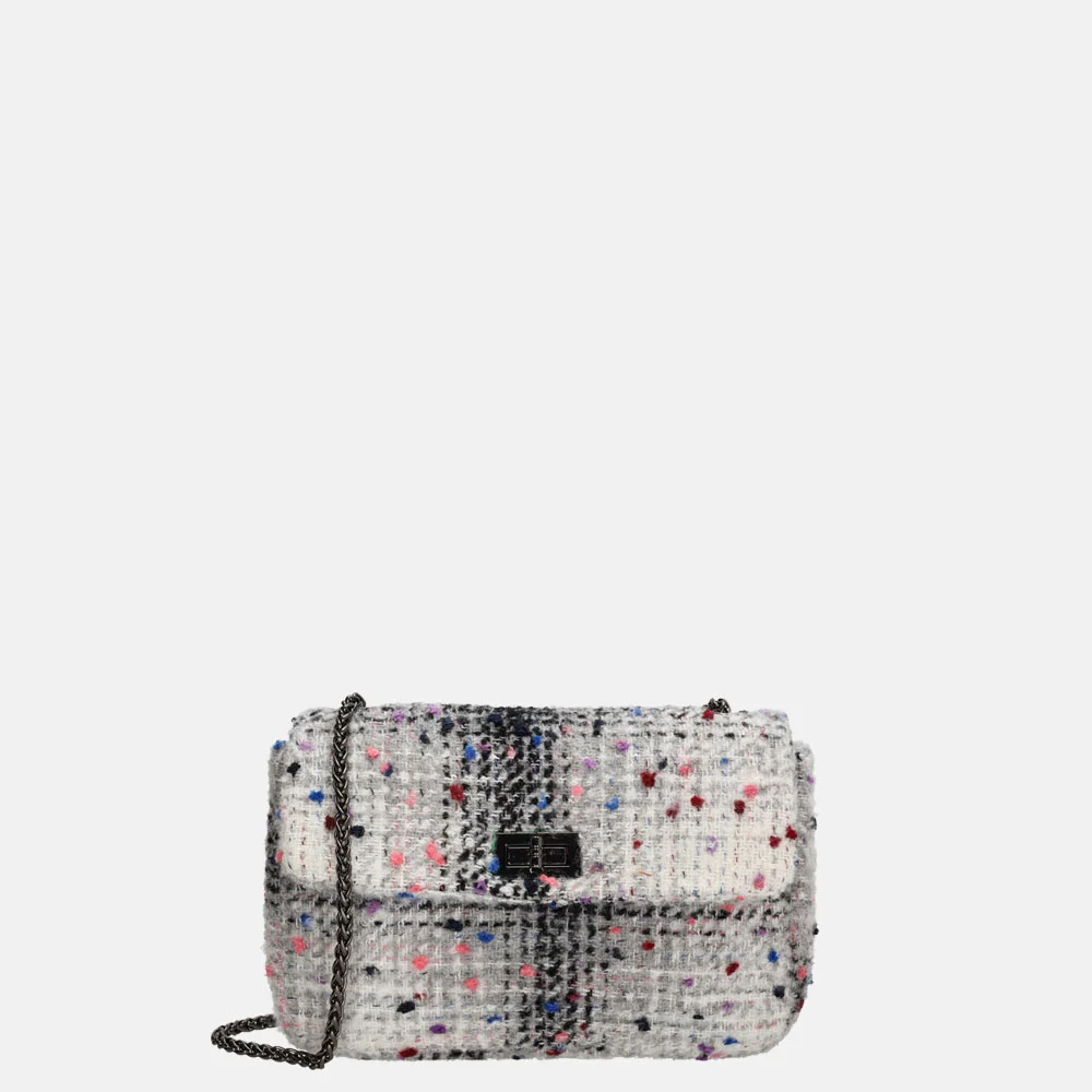 Charm London schoudertas bouclé zwart/grijs
