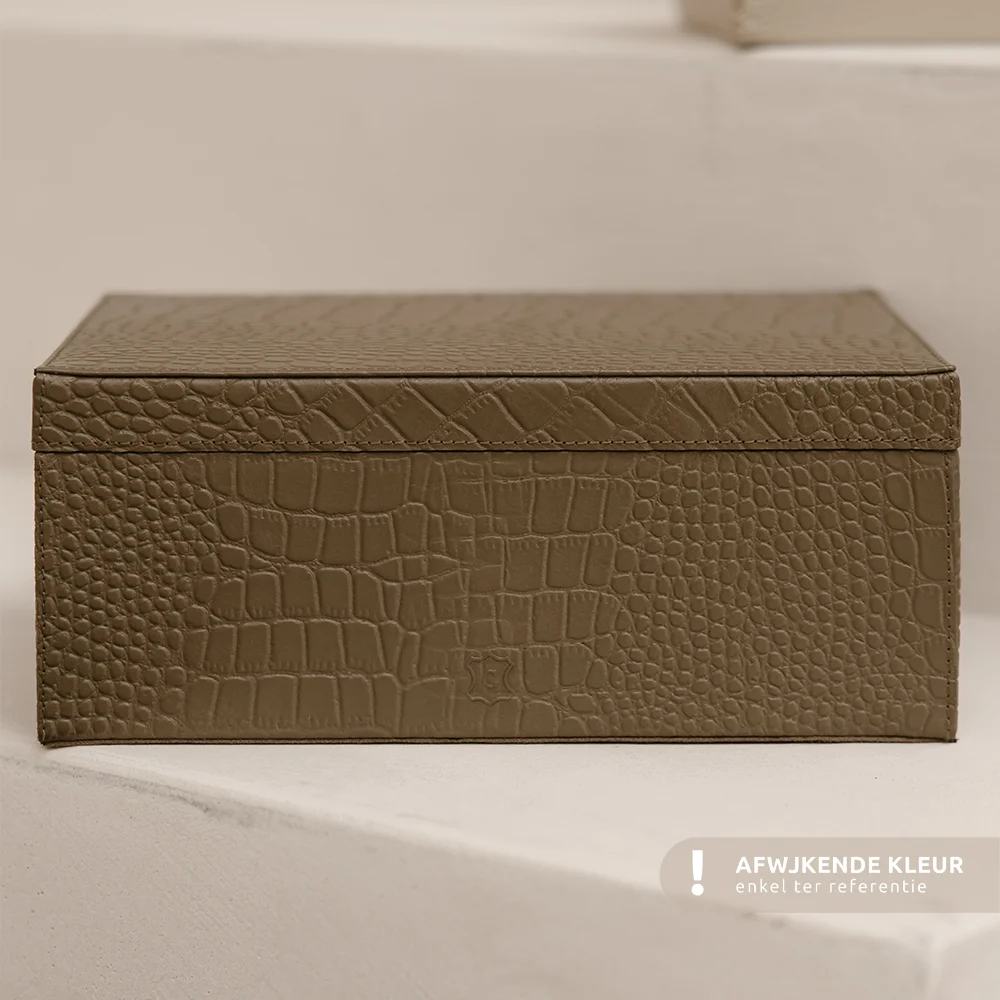 Chamada leren opbergbox rechthoek croco large donkerbruin bij Duifhuizen
