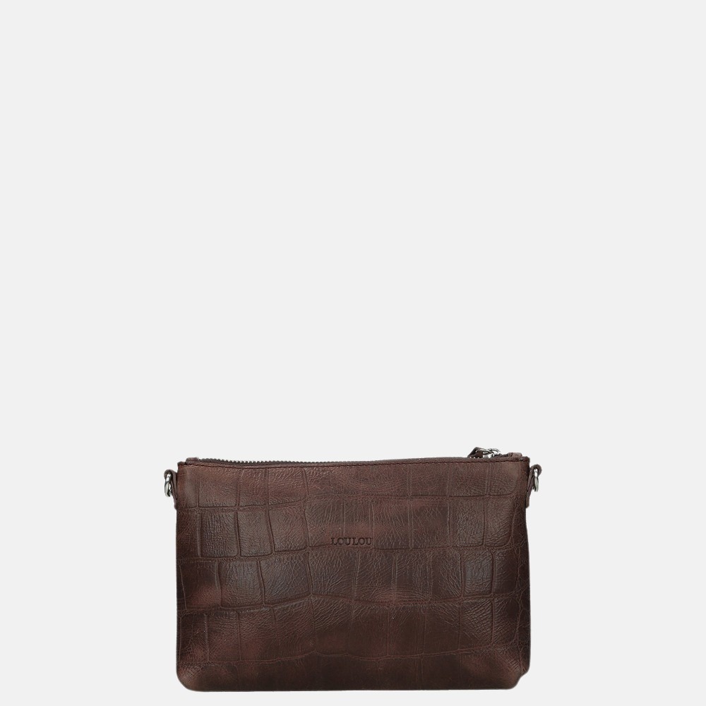 LouLou Essentiels Vintage Croco clutch bordeaux bij Duifhuizen