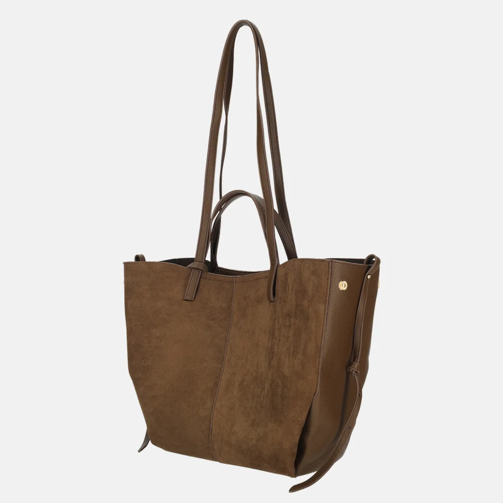 Firenze Suedine shopper L coffee bij Duifhuizen