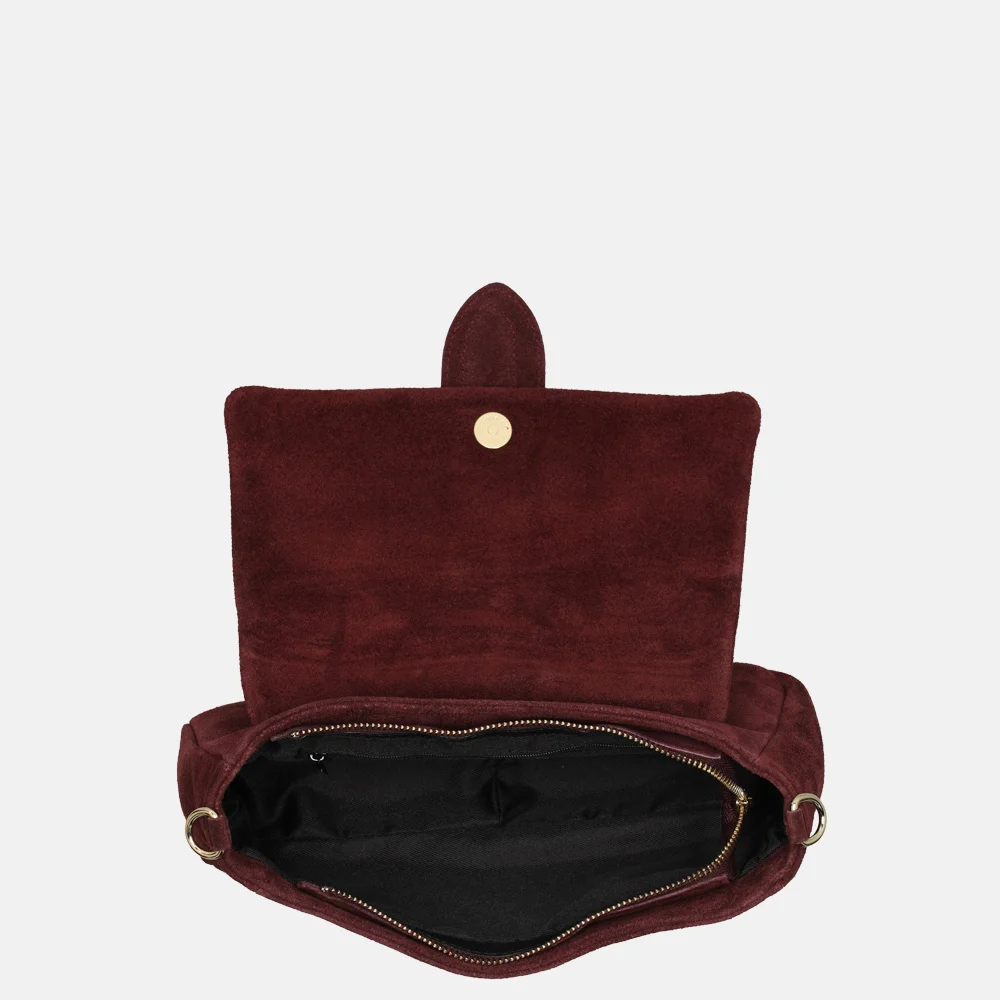Charm London overslag schoudertas suede bordeaux rood bij Duifhuizen