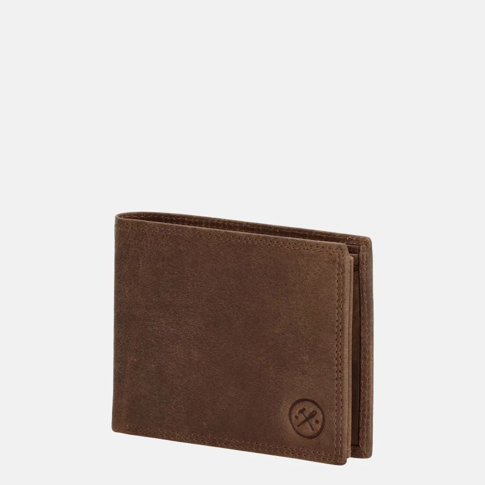 Hide & Stitches portemonnee donkerbruin bij Duifhuizen