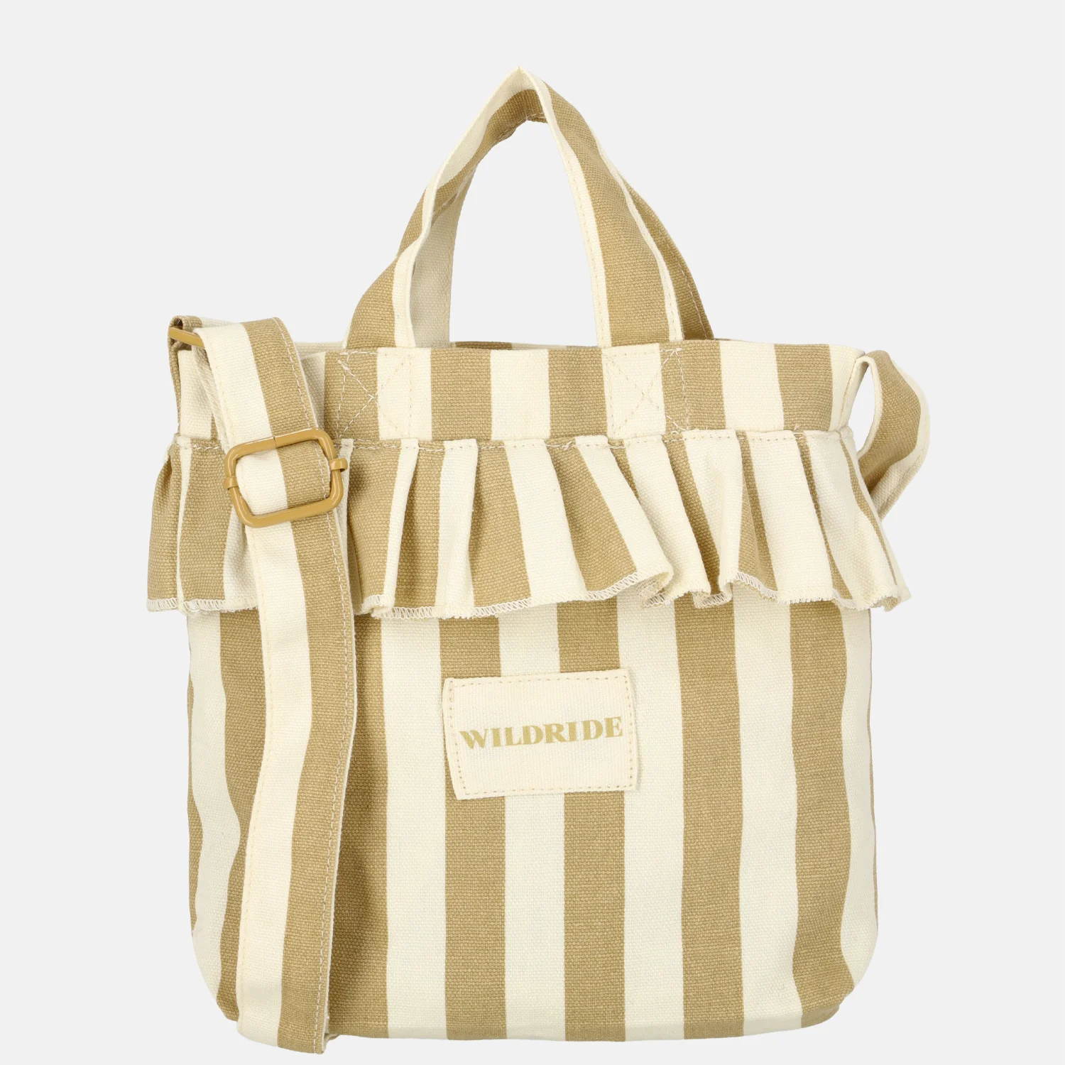 Wildride Ruffle handtas mini beige stripe bij Duifhuizen