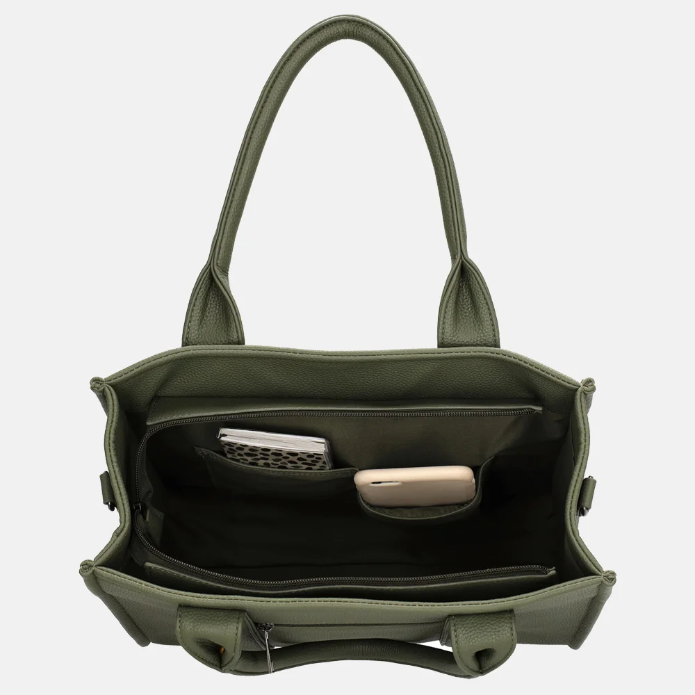 Charm London Debossed shopper M natuur groen bij Duifhuizen
