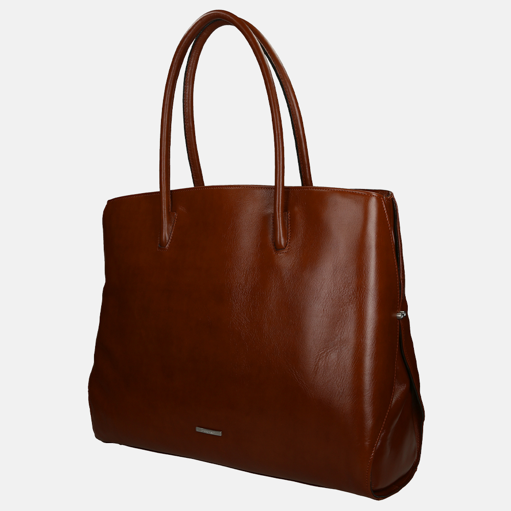 Claudio Ferrici Classico shopper 13.3 inch brown bij Duifhuizen