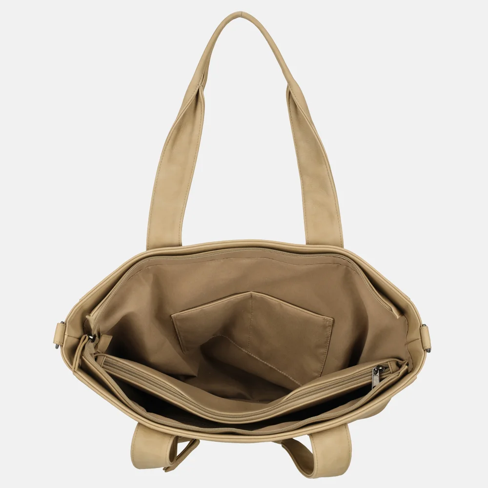 Enrico Benetti Taylor shopper 15 inch taupe bij Duifhuizen