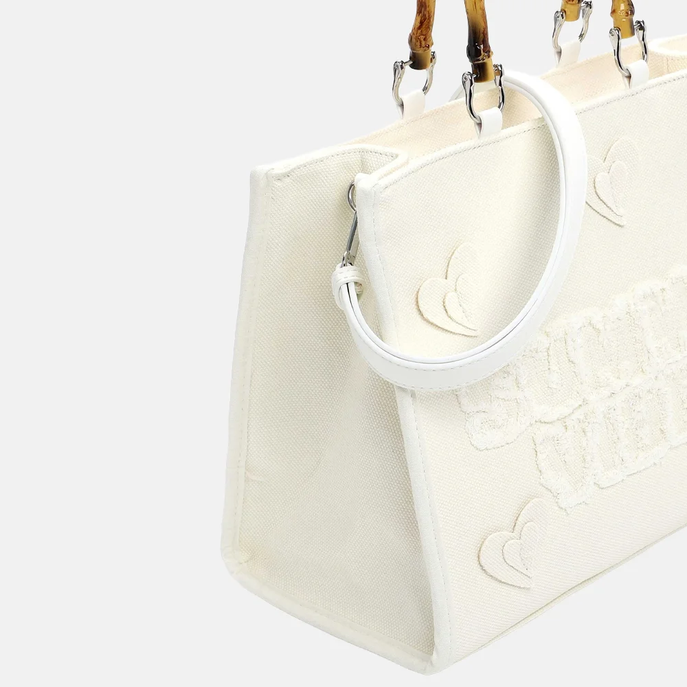 Emily & Noah Joelle summer vibes handtas canvas bambo ecru bij Duifhuizen