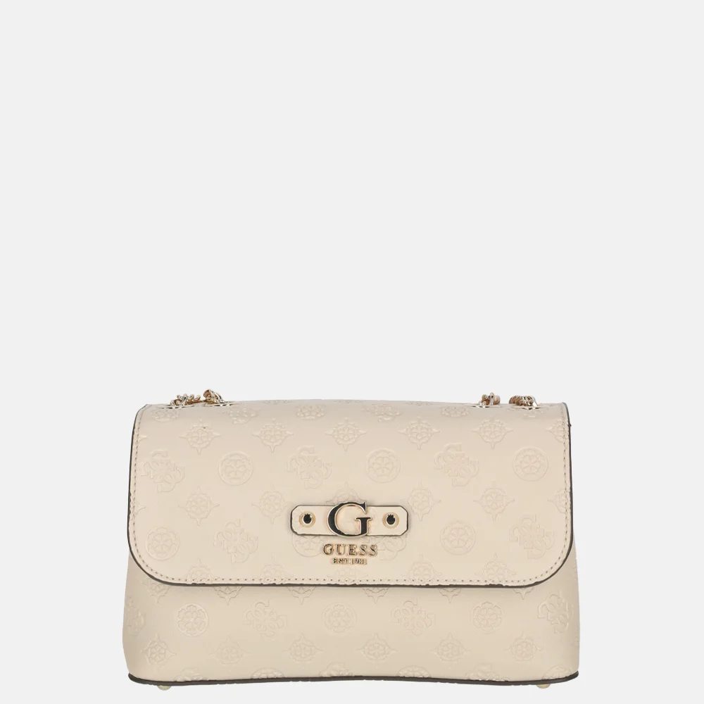 Guess Dita crossbody tas light taupe logo bij Duifhuizen