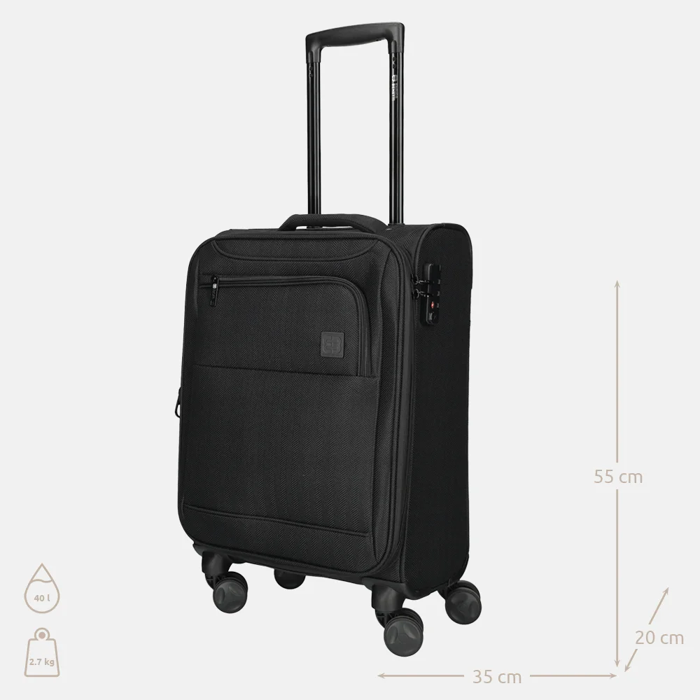 Enrico Benetti Oakville handbagage koffer 55 cm zwart bij Duifhuizen