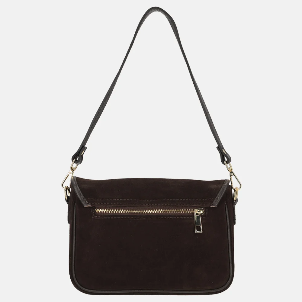 Charm London flap crossbody tas suede donkerbruin bij Duifhuizen