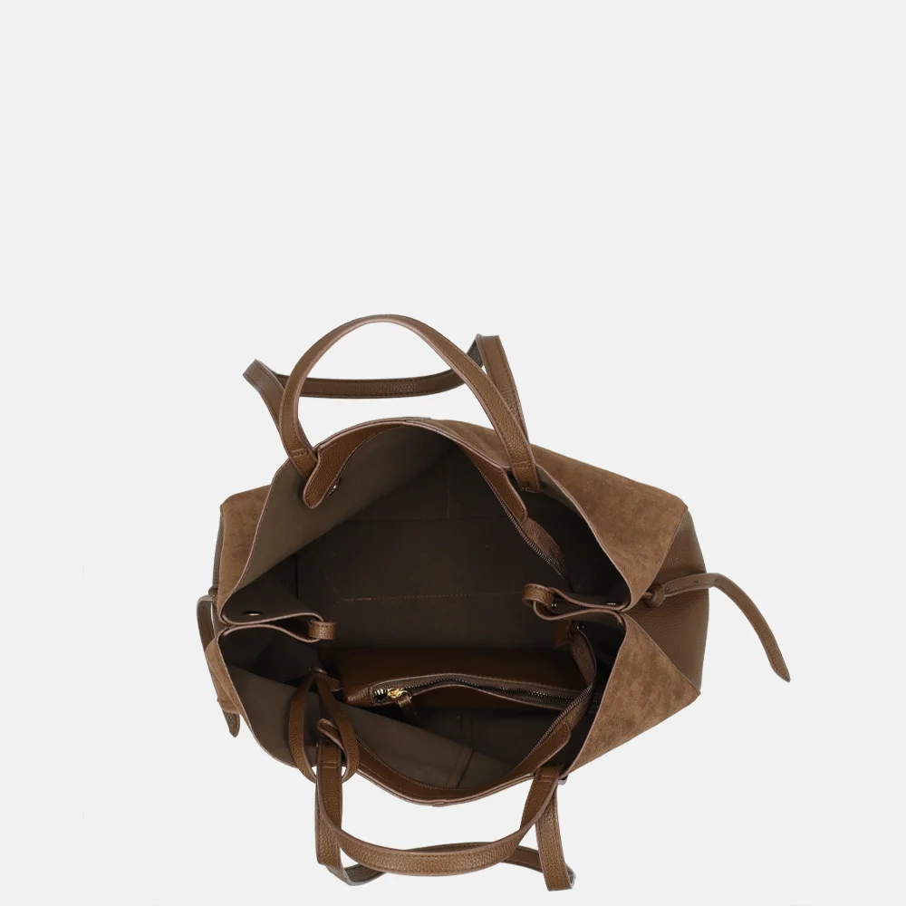 Firenze Suedine shopper L coffee bij Duifhuizen