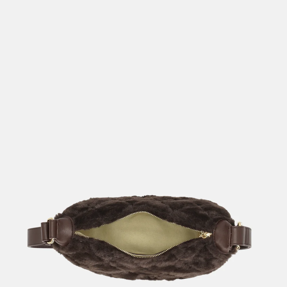 Laurent David Gloria crossbody tas faux fur chocolade bij Duifhuizen