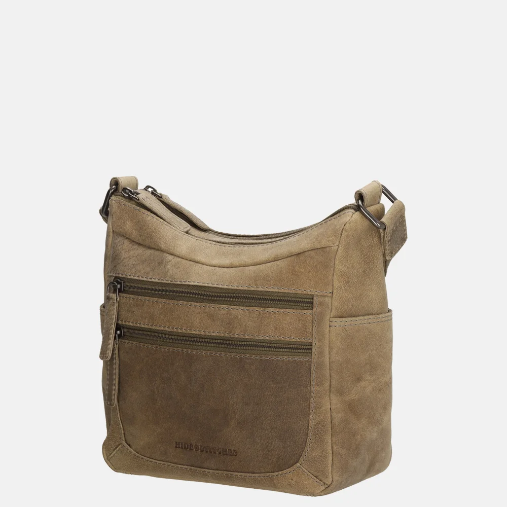 Hide & Stitches crossbody tas donkerzand  bij Duifhuizen
