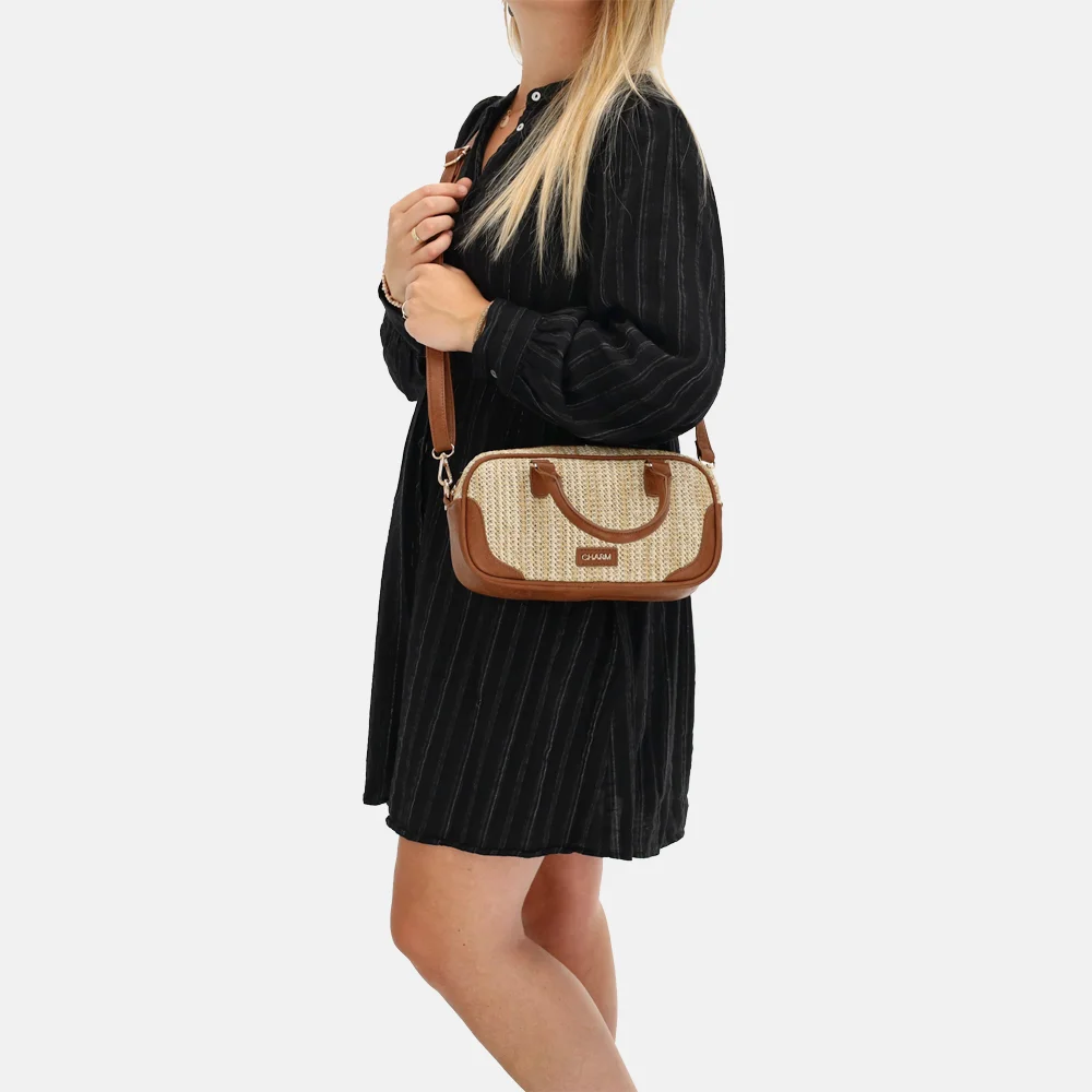 Charm London Hillingdon handtas beige/cognac bij Duifhuizen