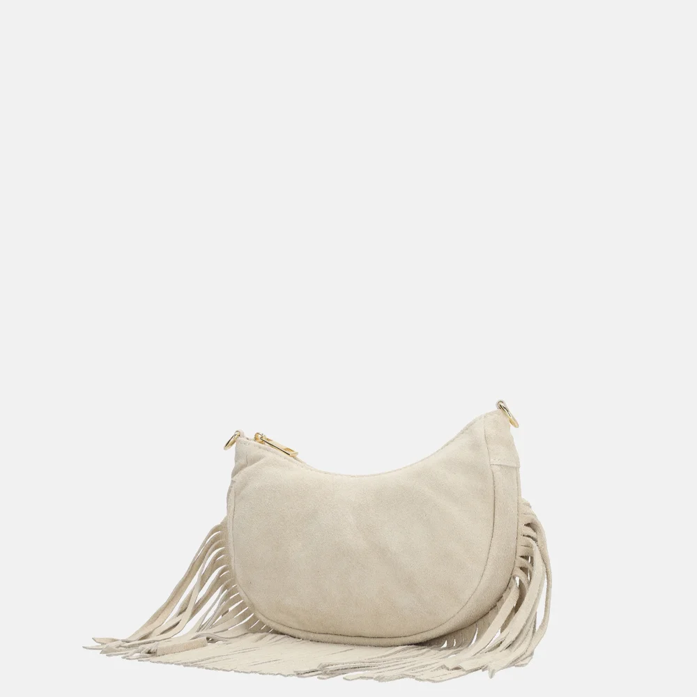 Charm London suède crossbody tas S franjes zand bij Duifhuizen