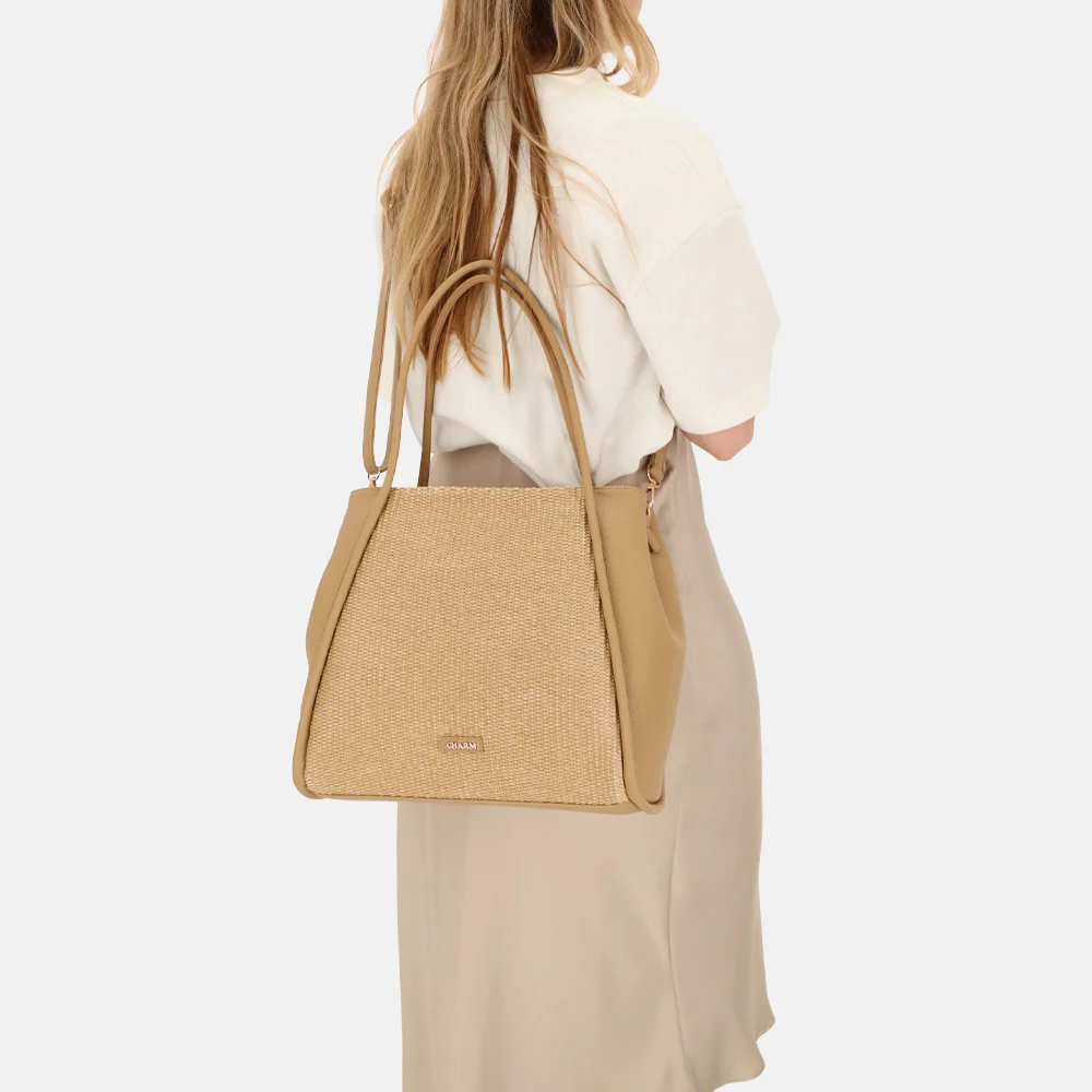 Charm London Paris shopper riet lichttaupe bij Duifhuizen