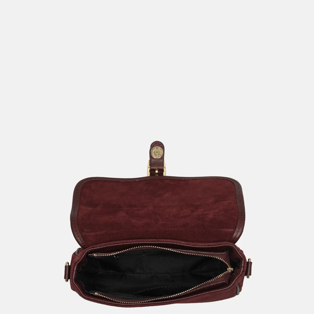 Charm London flap crossbody tas suede bordeaux bij Duifhuizen