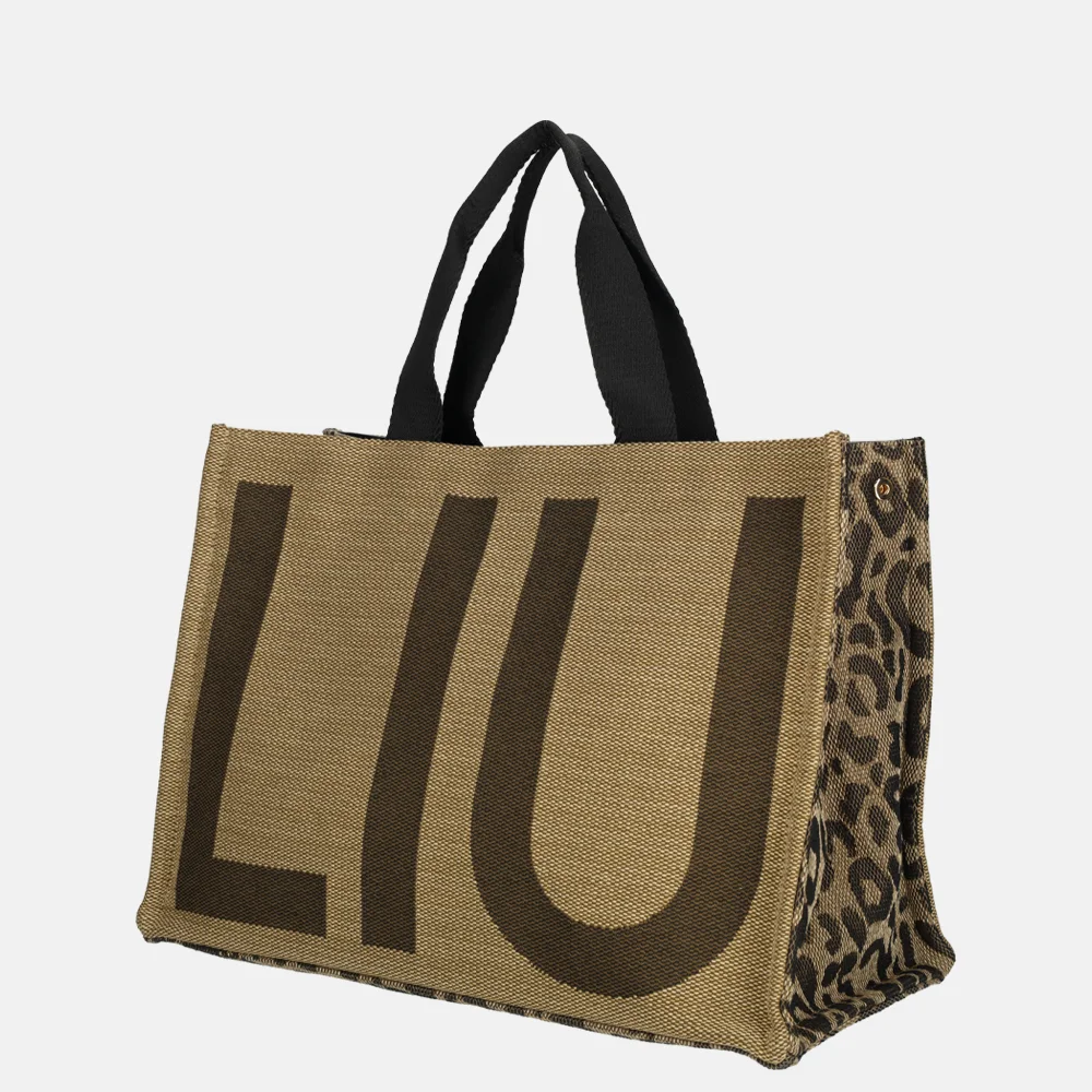 Liu Jo tote logo handtas L animalier brown bij Duifhuizen