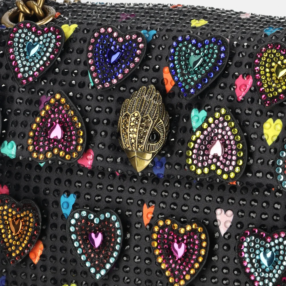 Kurt Geiger Kensington Fabric schoudertas M harten studs black bij Duifhuizen