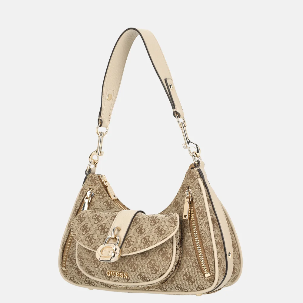Guess Jessa schoudertas latte logo bij Duifhuizen